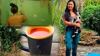 Morning routine at Village ,cold shower ,relaxing, Live alone simple day in Thailand