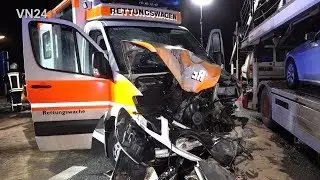 01.02.2019 - VN24 - Rettungswagen verunglückt mit Patientin von Unfall - fünf Verletzte in Selm