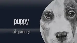 PUPPY Free Hand Silk Painting Technique (without resist/gutta) Timelapse