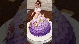 Purple Barbie doll cake design recipe #shortsfeed #shorts #trending #barbiedollcake #PurpleDollCake