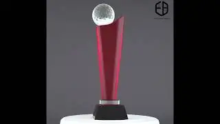 Golf Ball Placed - Red Crystal Trophy