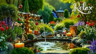 No Ads, Cozy Christmas Piano & Bamboo Water Sounds 🎄 Relax, Heal & Let Go of Stress and Anxiety