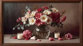 Frame TV Art 4K  Valentines Floral Heart Mood Art for TV Still Life