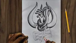 Trishul Wrapped by a Serpent | Stunning Shiva Sketch 🔥 | lord shiva pencil drawing 