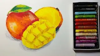 Как нарисовать реалистичное манго масляной пастелью | Пошагово  для начинающих