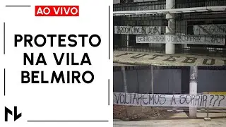 Protesto na Vila Belmiro na véspera do clássico contra o São Paulo