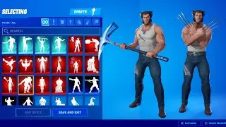 Logan skin [ Wolverine skin ]  showcase with all my emotes & dances | fortnite