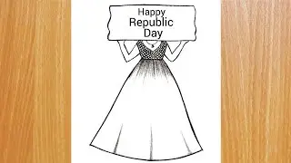 Republic day drawing easy| Republic day poster drawing / Happy Republic day drawing girl |Love India