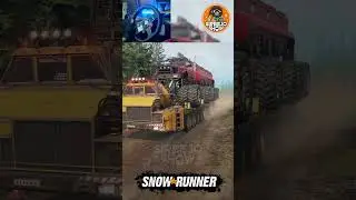 SnowRunner - MAZ 7907 Towing Monster Truck on Forest #snowrunner #shorts #logitechg29 #gameplay