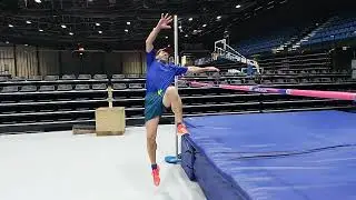 High jump drill (1.50m) by Gunārs Vaivods (M65) in Arena Ogre 26.12.2025