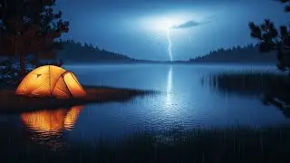Misty Lakeside Rain at Night 🌧️ Cozy Tent, Soft Ripples & Calm Atmosphere
