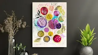 Из сада на холст | Абстрактная акварель + зентангл-настенное искусство | Идеи домашнего декора