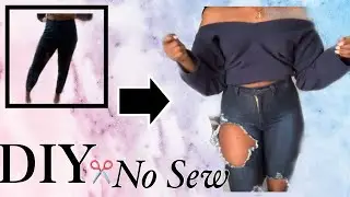 DIY: Turn sweatpants into a long sleeve crop top| No sew