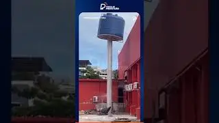caixa d'água caiu em cima da academia.