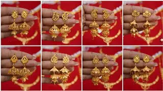 Light weight gold hanging earrings, stud earrings designs 2026 with weight & price || new Jhumki 