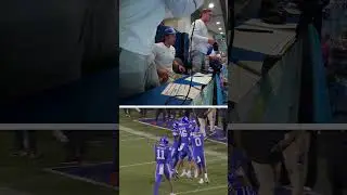 inside the coaches&rsquo; box for the Tanner Wall interception