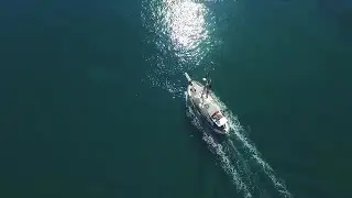 Aerial Of Sailing Boat Stock Video