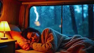 ⛈ Cozy Car Sleep Heavy Rain Lightning Gusty Wind Moving Trees Calm Night Ambience 8 Hours