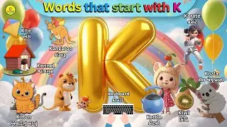 Words that start with K with live examples | letter K words for kids | Phonics | Letter K Vocabulary