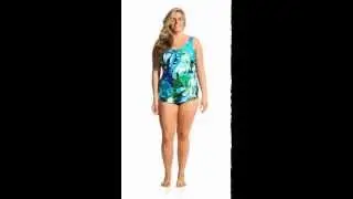 T.H.E. Animated Amazon Plus Size Classic Sarong Sheath Mastectomy One Piece | SwimOutlet.com