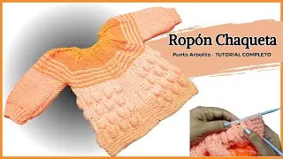 Bata Tejida para Bebé de 6 a 9 Meses – Suéter con Punto Burbuja a Dos Agujas