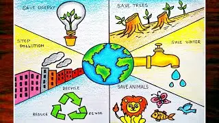 World Nature Conservation Day Drawing|Save Nature Save Earth Poster Draw Easy|World Environment Day