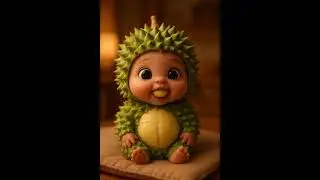cute durian baby eating durian puree #ai #animation #fruitbaby #fruitasmr #fruits