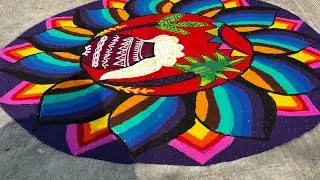  Pongal beautiful rangoli design🌈🌼🌸🍀#creative #rangoli #art #muggulu #indianart #viral #beautiful 