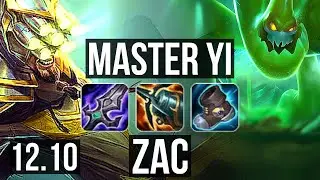 MASTER YI vs ZAC (JNG) | Quadra, 2.2M mastery, 1200+ games, 20/5/5, Dominating | BR Master | 12.10