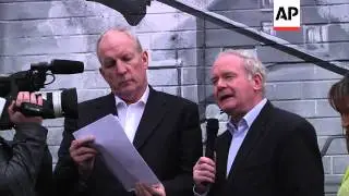 Sinn Fein's Martin McGuinness speaks at launch of Gerry Adams mural Falls Road