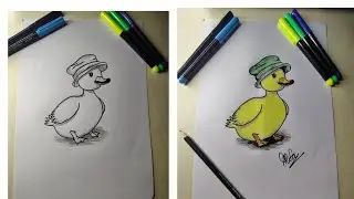 How to draw a duckling easily#easytricks #drawing #kidsdrawing #ducklings #cutedrawing #cuteart 