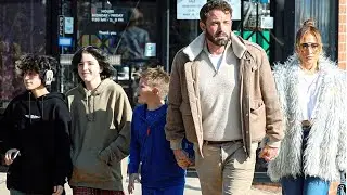 Jennifer Lopez & Ben Affleck with kids out for lunch in Pacific Palisades