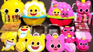 ASMR Baby Shark vs Pinkfong Slime Mixing Random Into Slime! Satisfying Slime#ASMR#Slime#satisfying