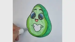 How to draw easy cute avocado #avocado  #vocaduo2025  #howtodraw #fruits  #viral