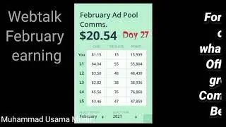 Webtalk Earning | First Month Earning | Webtalk Ads Earning | 5 Level Earning  | Earn Upto $400+