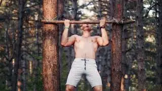 pull ups on handmade horizontal bar