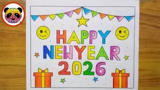 Рисунок с поздравлением с Новым годом 2026 / Красивый 😍 Рисунок новогодней открытки / Рисунок с п...