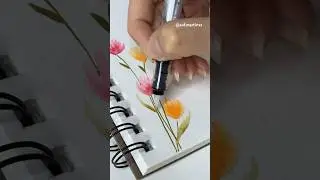 Easy watercolor tutorial with brush pen 🌸                                          #art  #draw