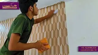Wallpaper installation from Team Cosmic Tree! Call 8220981510 for site consultation.