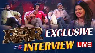 LIVE : RRR Team Exclusive Interview Jr NTR , Ram Charan & Rajamouli With Roja | TV5 News Digital