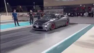 Nissan GTR from pakistan 1/4 Runs at YAS drag strip UAE #nissan #nissangtr #uae