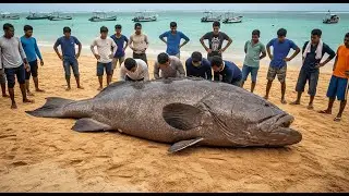 1000kg Giant Grouper 🐟 Unbelievable Deep Sea Fishing and Filleting Skills