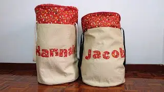 DIY Sew Handmade Christmas Santa Sack Gift Bag 手作车缝圣诞礼物袋