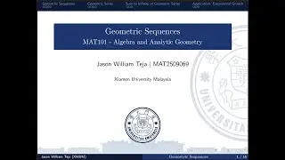 Geometric Sequences - MAT101 - Jason William Teja