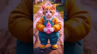 Cozy Kitty Ready for a Milk Break! #CozyCat #CuteAnimals #MilkBottle #LittleExplorer #KittenStyle