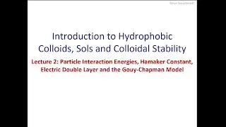 Lecture 21: Particle Interaction Energies, Hamaker Constant, EDL, and the Gouy-Chapman Model