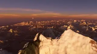Beautiful Sunset From Mount Everest Drone View
