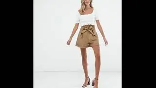 Belted shorts in faux leather