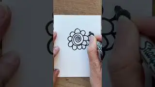 Continuous Line Flower Doodle #easydrawing #spiral