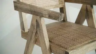 Scaun din lemn de ulm si ratan in stil contemporan - Scaune moderne din lemn masiv la @Creativdeco